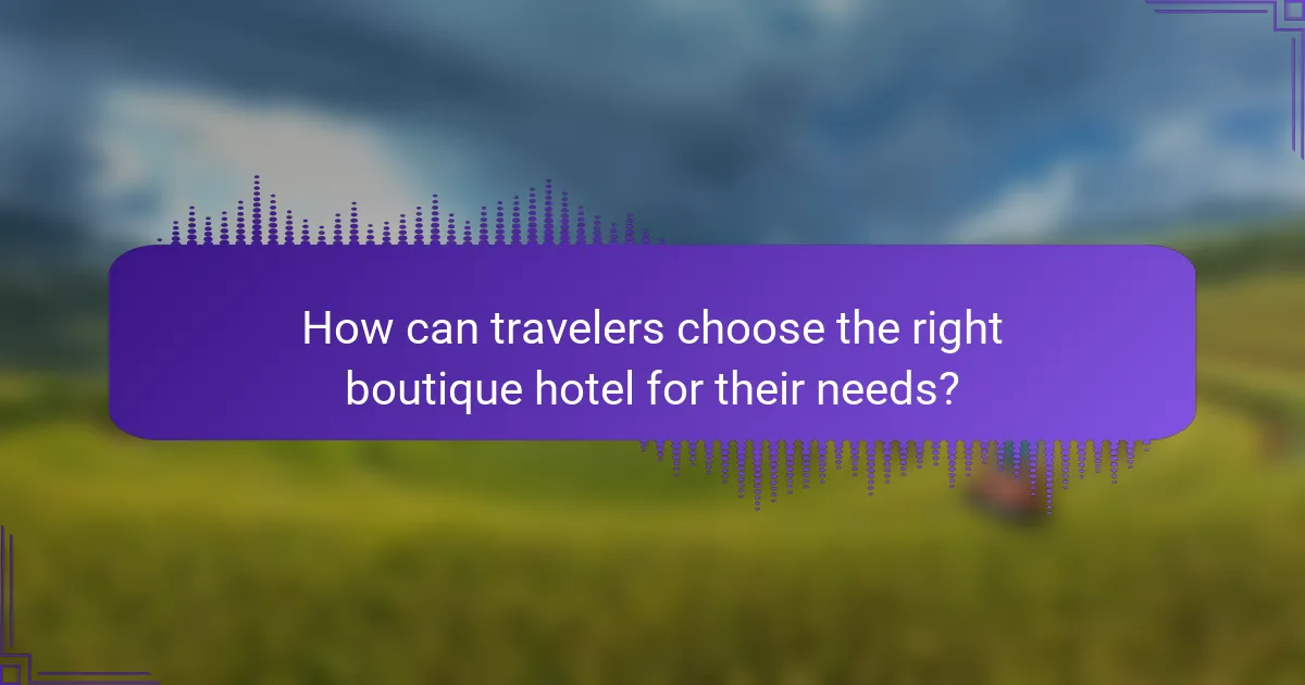 How can travelers choose the right boutique hotel for their needs?