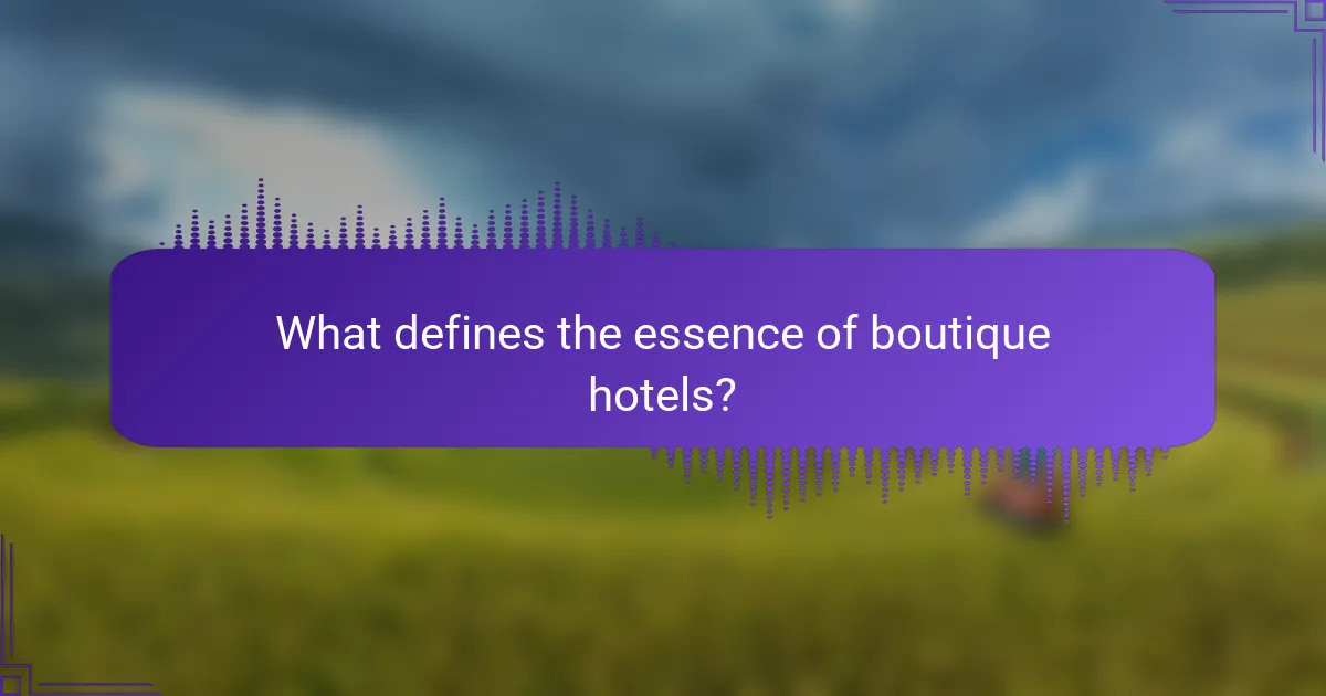 What defines the essence of boutique hotels?