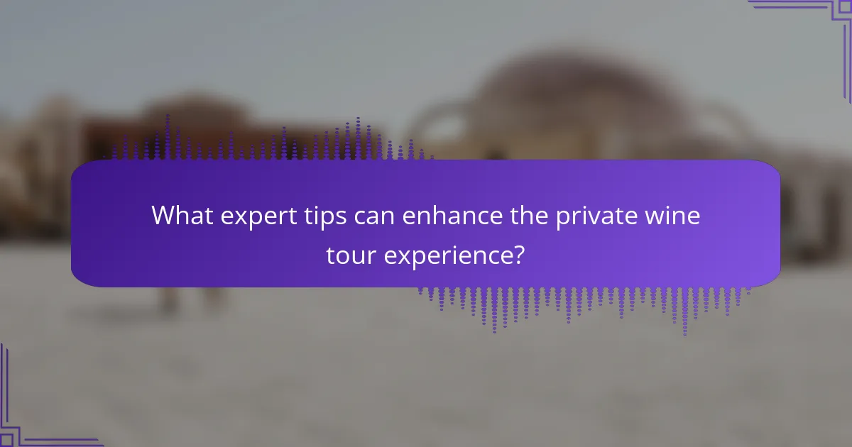 What expert tips can enhance the private wine tour experience?