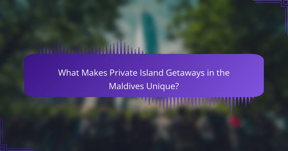 What Makes Private Island Getaways in the Maldives Unique?