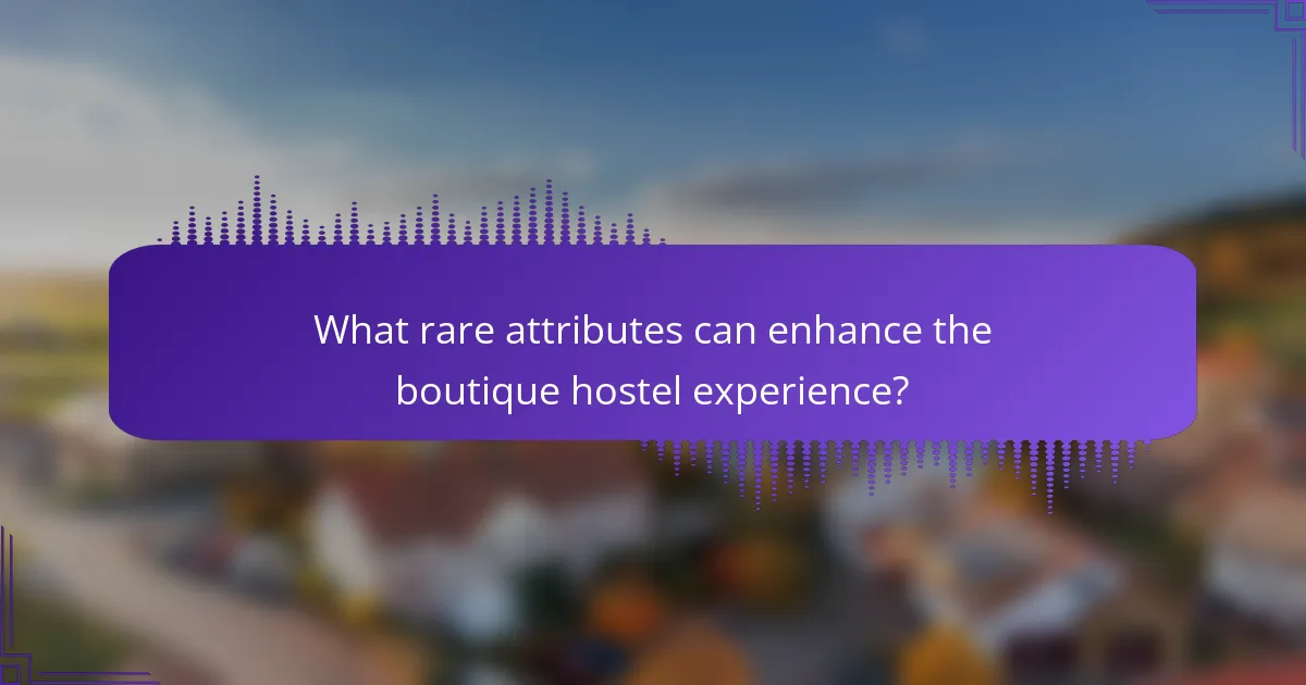 What rare attributes can enhance the boutique hostel experience?